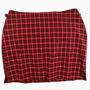 Red Black Gray White stretchy plaid mini skirt sz 9 juniors